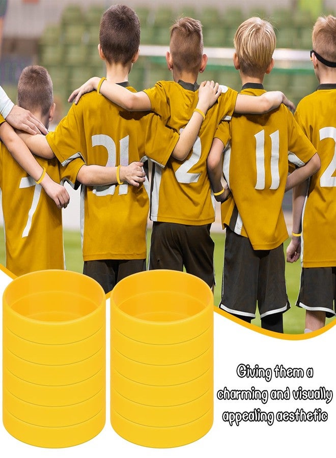 MATEPLUS 12 Pieces Rubber Bands For Bracelets, Blank Stretch Silicone Wristbands For Teens, Party, Gift-Yellow - Image 5
